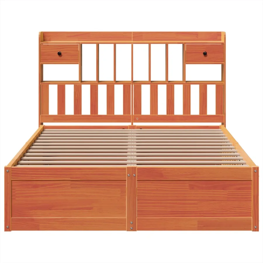 Cadre de lit sans matelas cire marron 150x200cm bois pin massif - 4