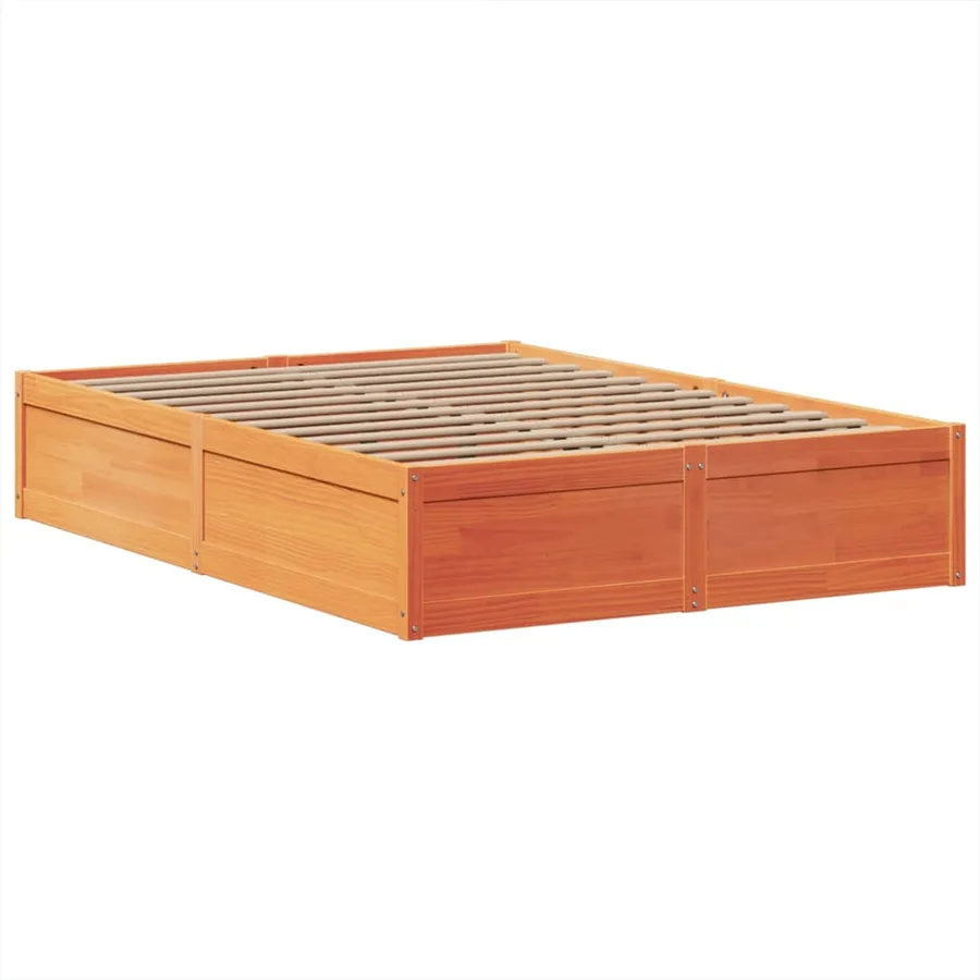 Cadre de lit sans matelas cire marron 150x200cm bois pin massif - 5