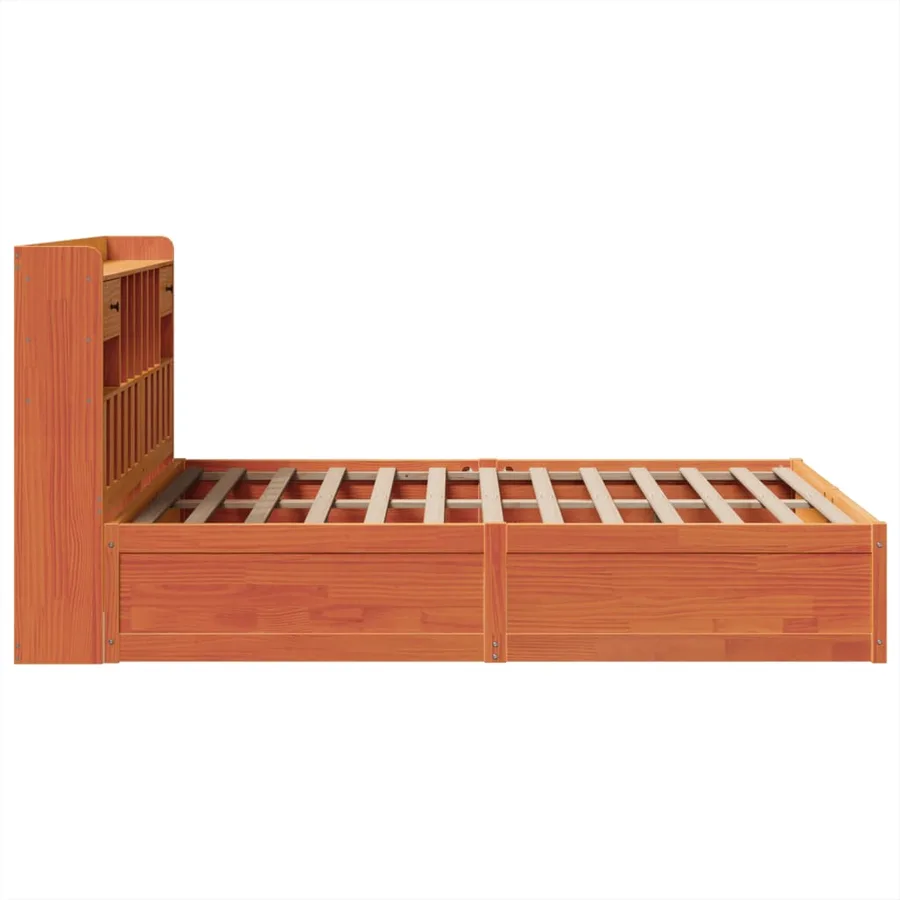Cadre de lit sans matelas cire marron 150x200cm bois pin massif - 6