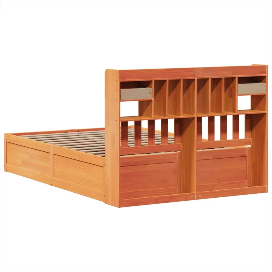 Cadre de lit sans matelas cire marron 150x200cm bois pin massif - 7