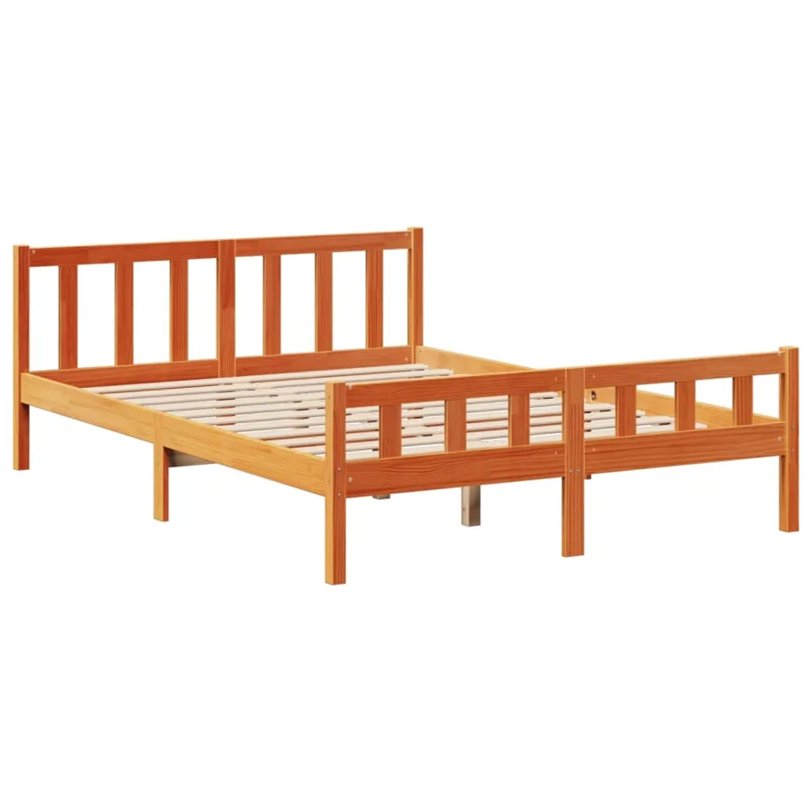 Lit bibliothèque sans matelas cire marron 160x200 cm pin massif - 8