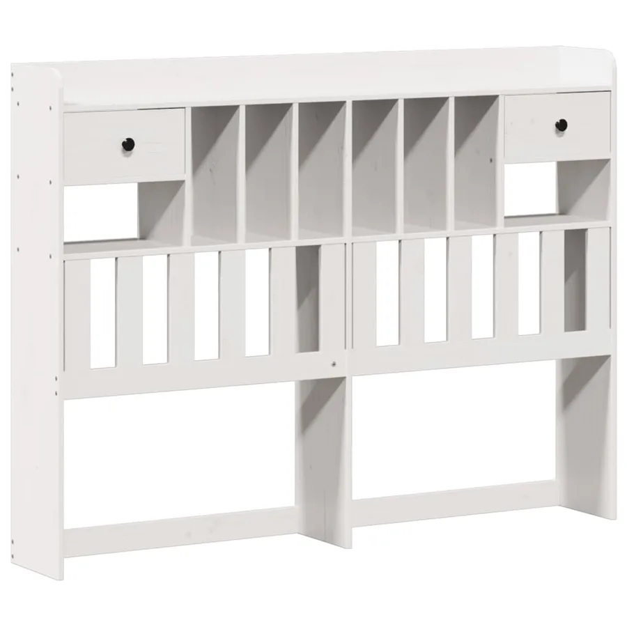 Lit bibliothèque sans matelas blanc 140x200 cm bois pin massif - 7