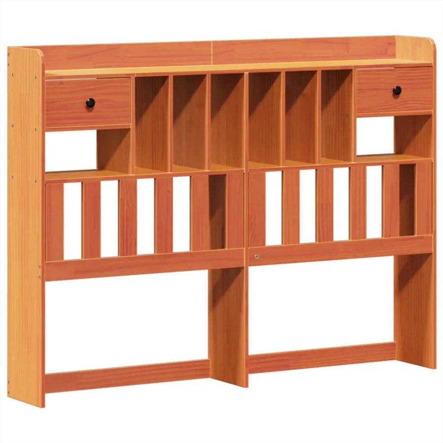 Lit bibliothèque sans matelas cire marron 150x200 cm pin massif - 7
