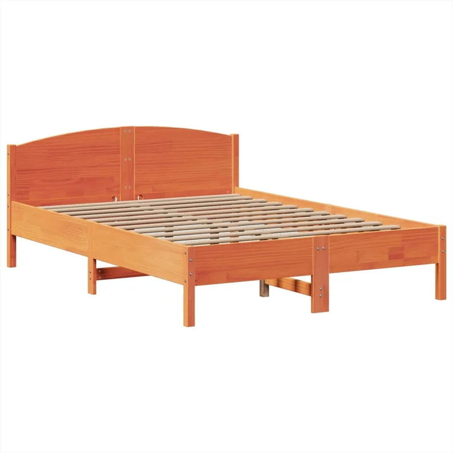 Lit bibliothèque sans matelas cire marron 150x200 cm pin massif - 8