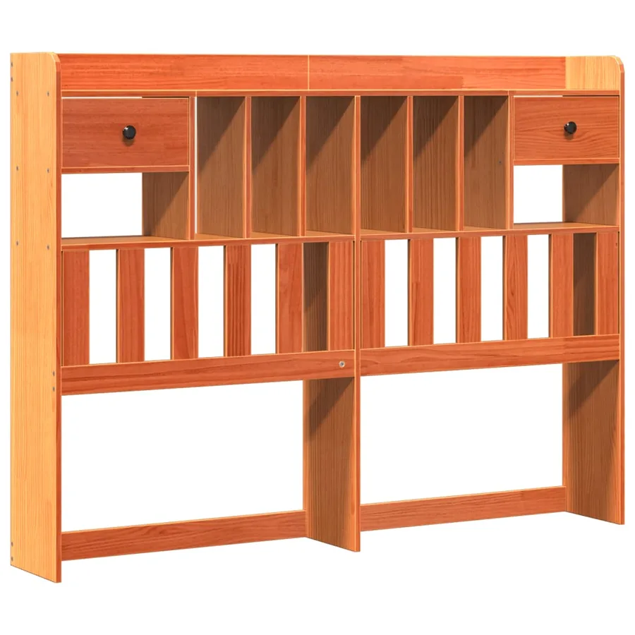 Lit bibliothèque sans matelas cire marron 140x200 cm pin massif - 6