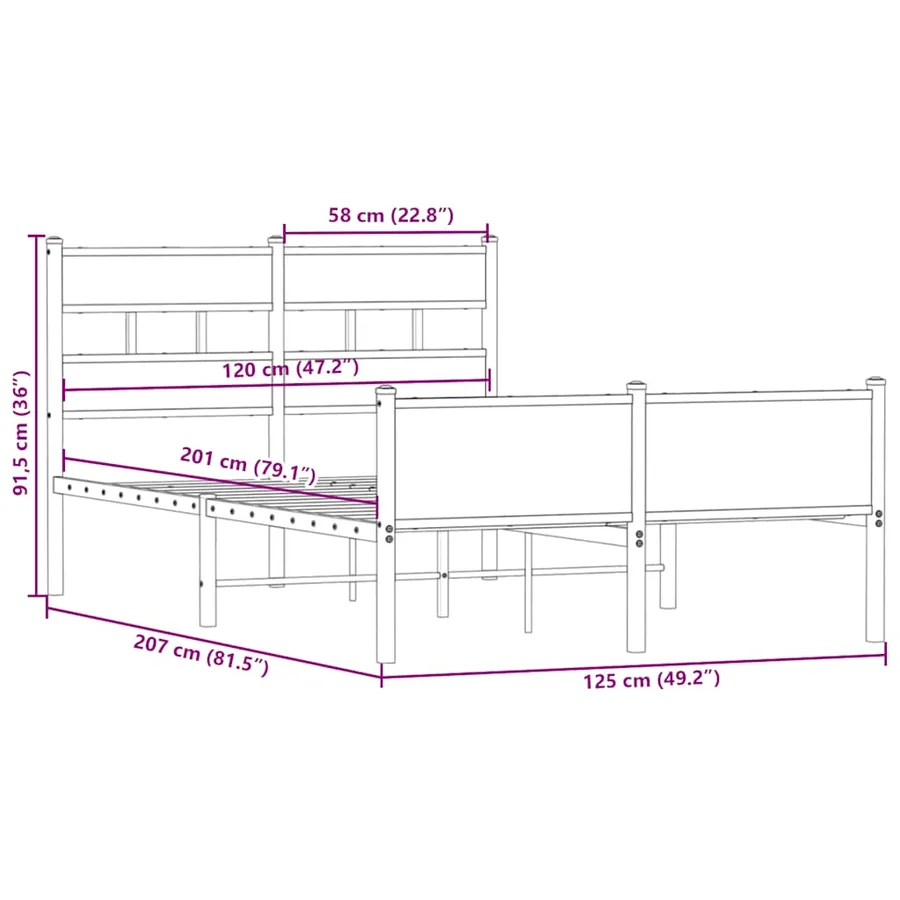 Cadre de lit sans matelas chêne fumé 120x200 cm bois ingénierie - 9