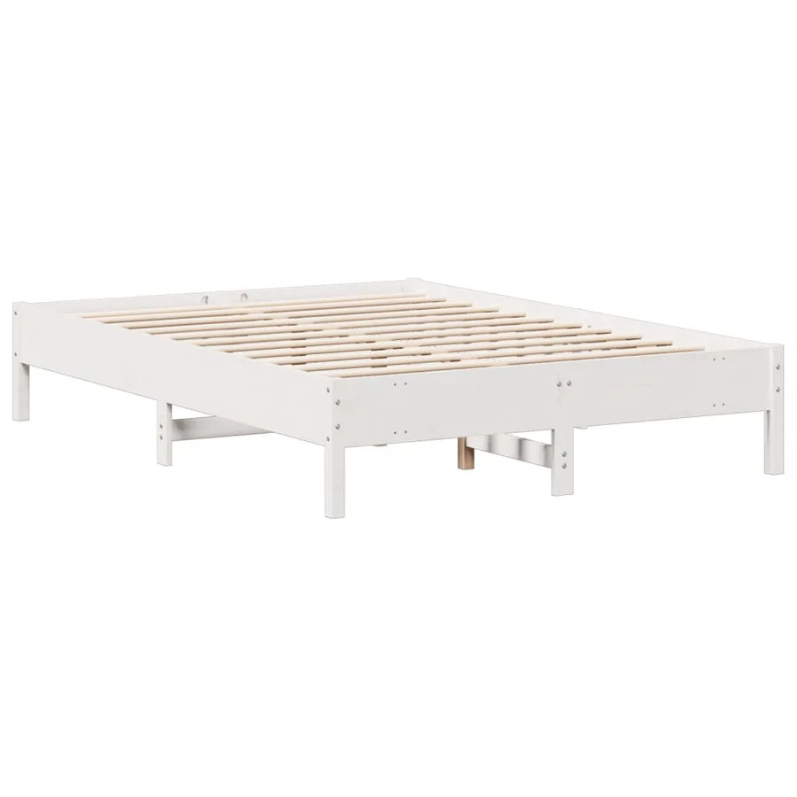 Lit bibliothèque sans matelas blanc 135x190 cm bois pin massif - 8