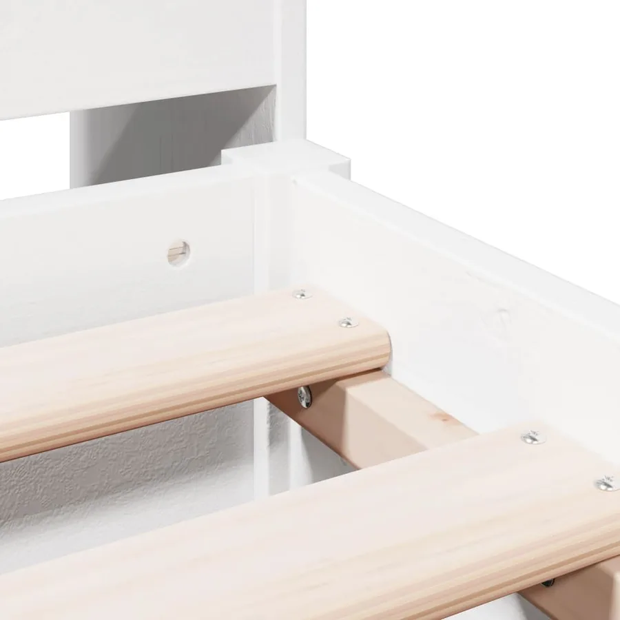 Lit bibliothèque sans matelas blanc 135x190 cm bois pin massif - 9