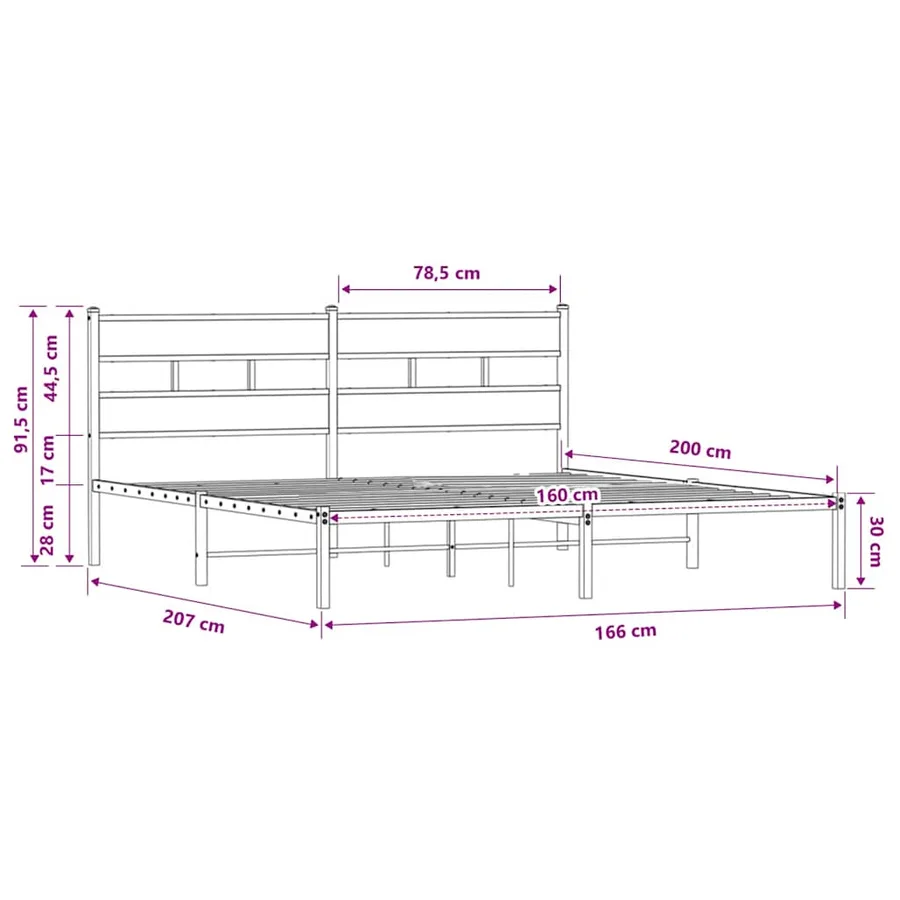 Cadre de lit sans matelas avec tête de lit 160x200 cm - 9