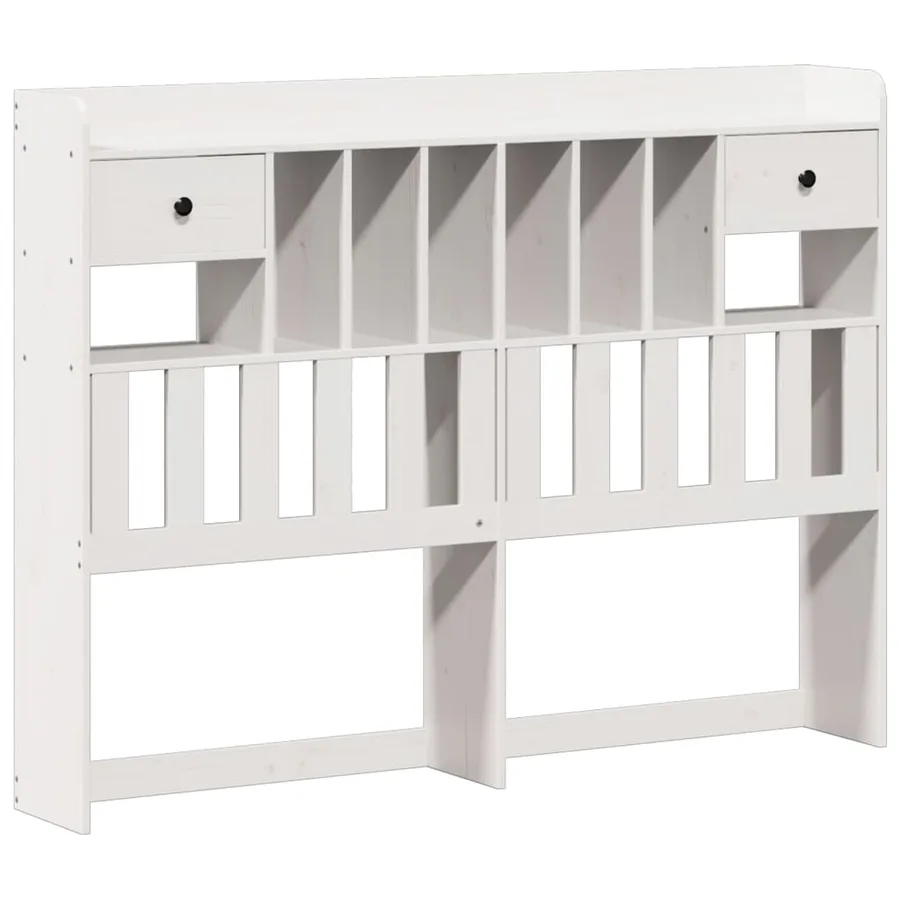 Lit bibliothèque sans matelas blanc 135x190 cm bois pin massif - 7