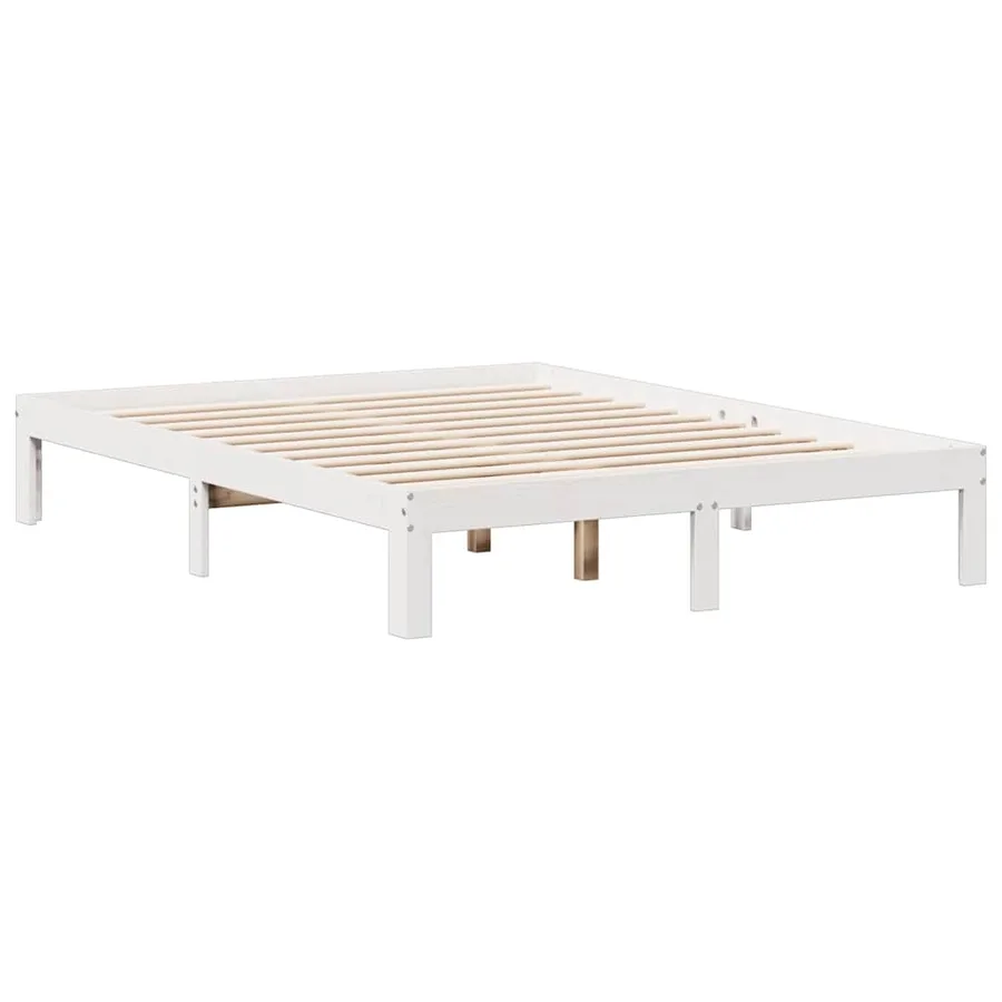 Lit bibliothèque sans matelas blanc 135x190 cm bois pin massif - 8