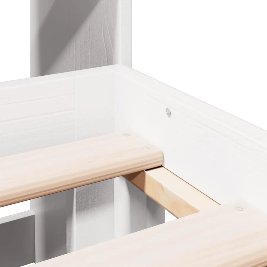 Lit bibliothèque sans matelas blanc 135x190 cm bois pin massif - 9