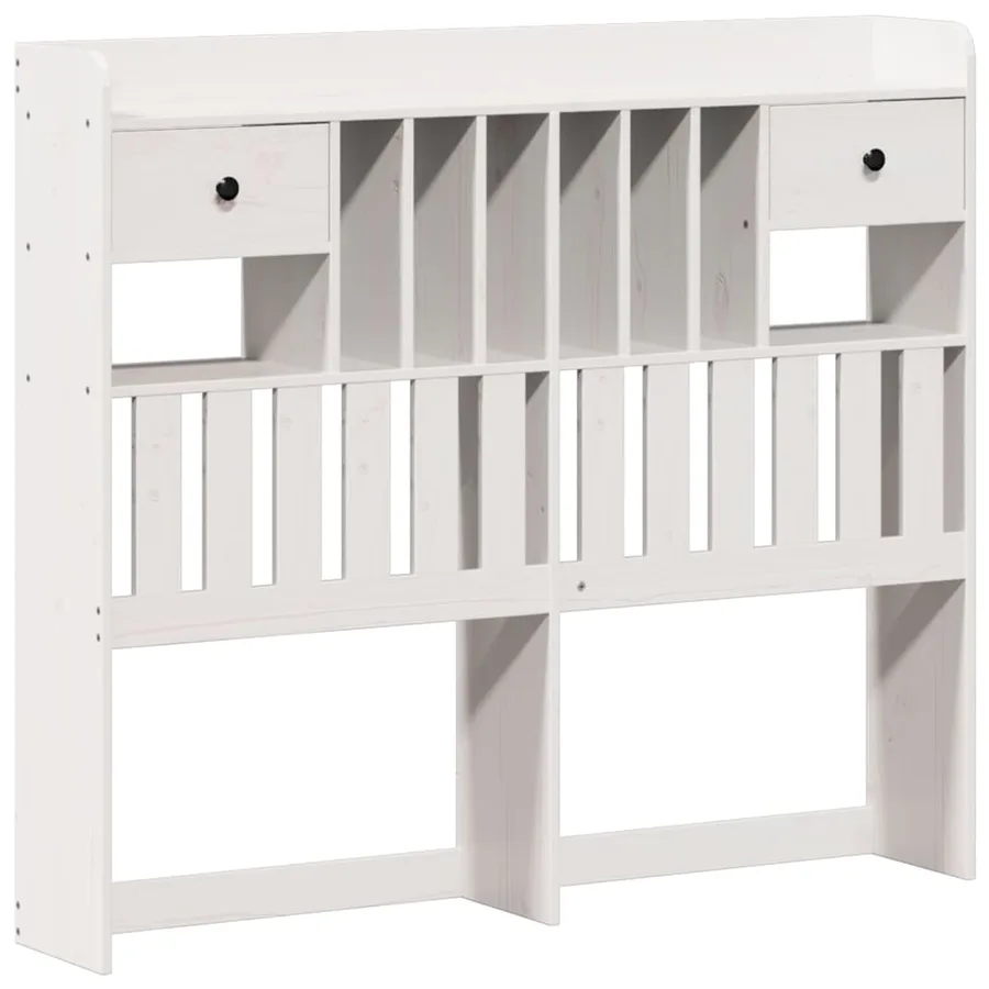 Lit bibliothèque sans matelas blanc 135x190 cm bois pin massif - 7