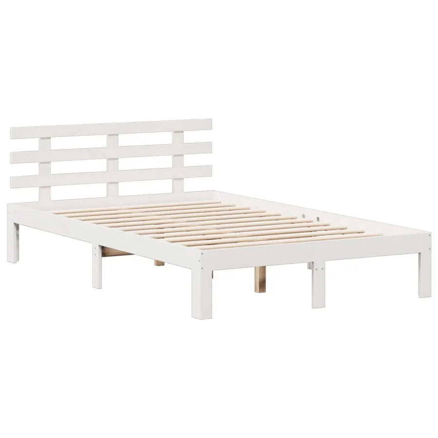 Lit bibliothèque sans matelas blanc 135x190 cm bois pin massif - 8