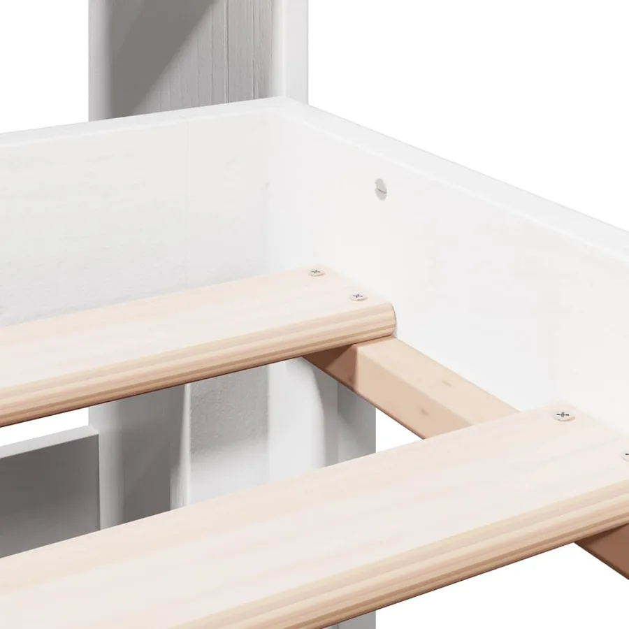 Lit bibliothèque sans matelas blanc 135x190 cm bois pin massif - 9