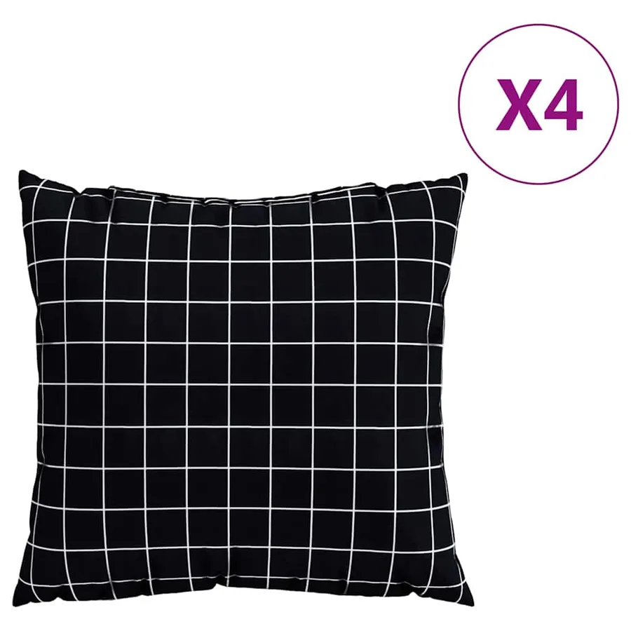 Coussins Éparpillés À carreaux 4 pcs Carreaux Noirs 40 x 40 cm - 3