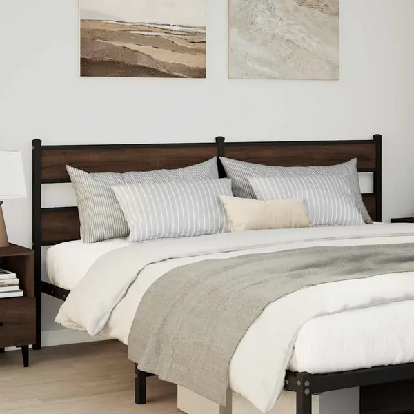 Tête de lit de remplacement chêne marron 180 cm acier et bois d'ingénierie