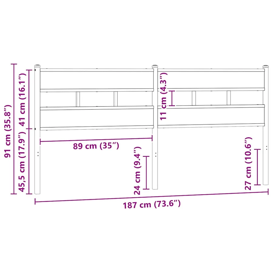 Tête de lit de remplacement chêne marron 180 cm acier et bois d'ingénierie - 6