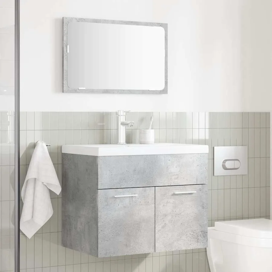 Ensemble de meubles de salle de bain 2 pcs gris béton - 3