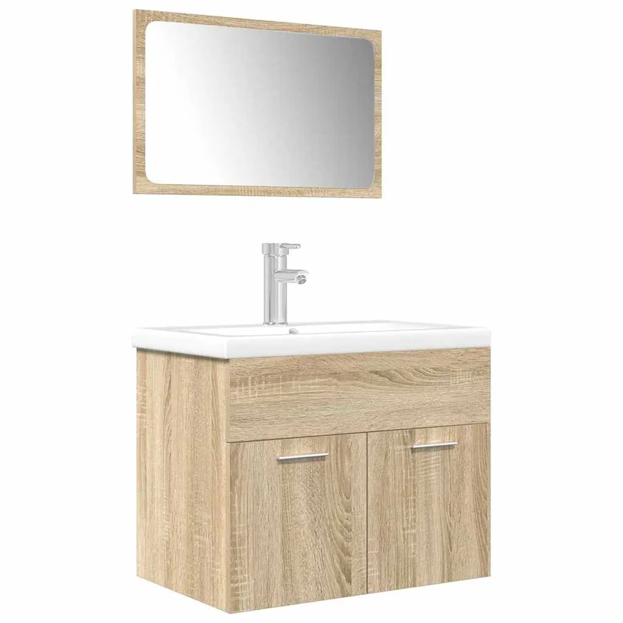Ensemble de meubles de salle de bain 3 pcs chêne sonoma - 2