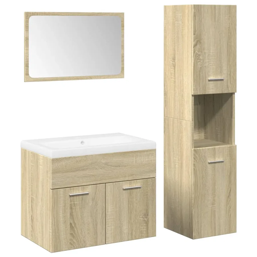 Ensemble de meubles de salle de bain 4 pcs chêne sonoma - 2