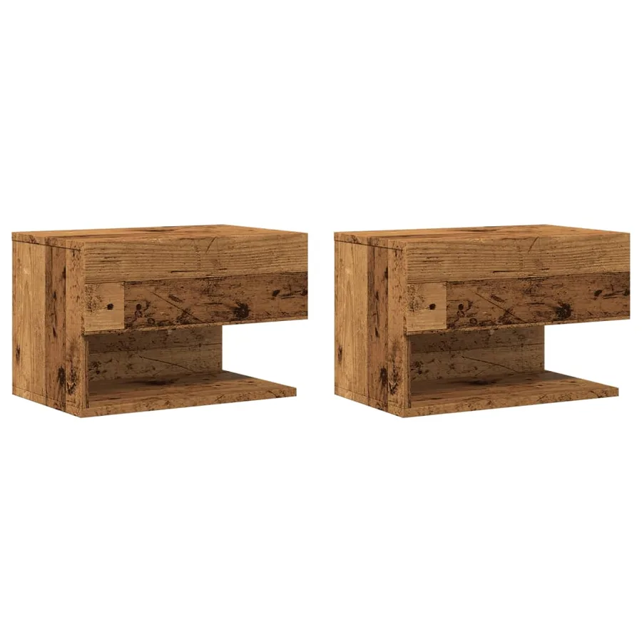 Tables de chevet murales 2 pcs vieux bois - 2