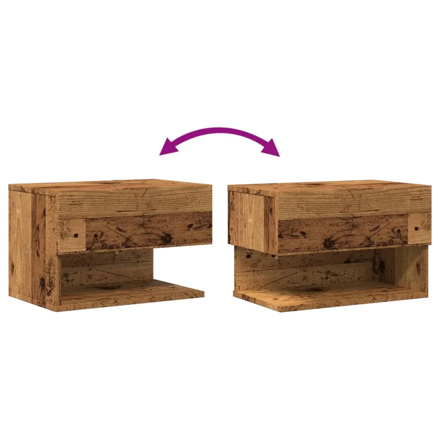 Tables de chevet murales 2 pcs vieux bois - 8