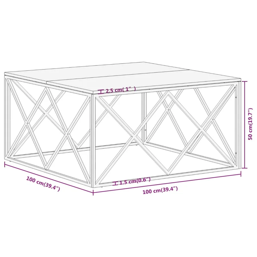 Table basse doré acier inoxydable et bois de mélèze massif - 9