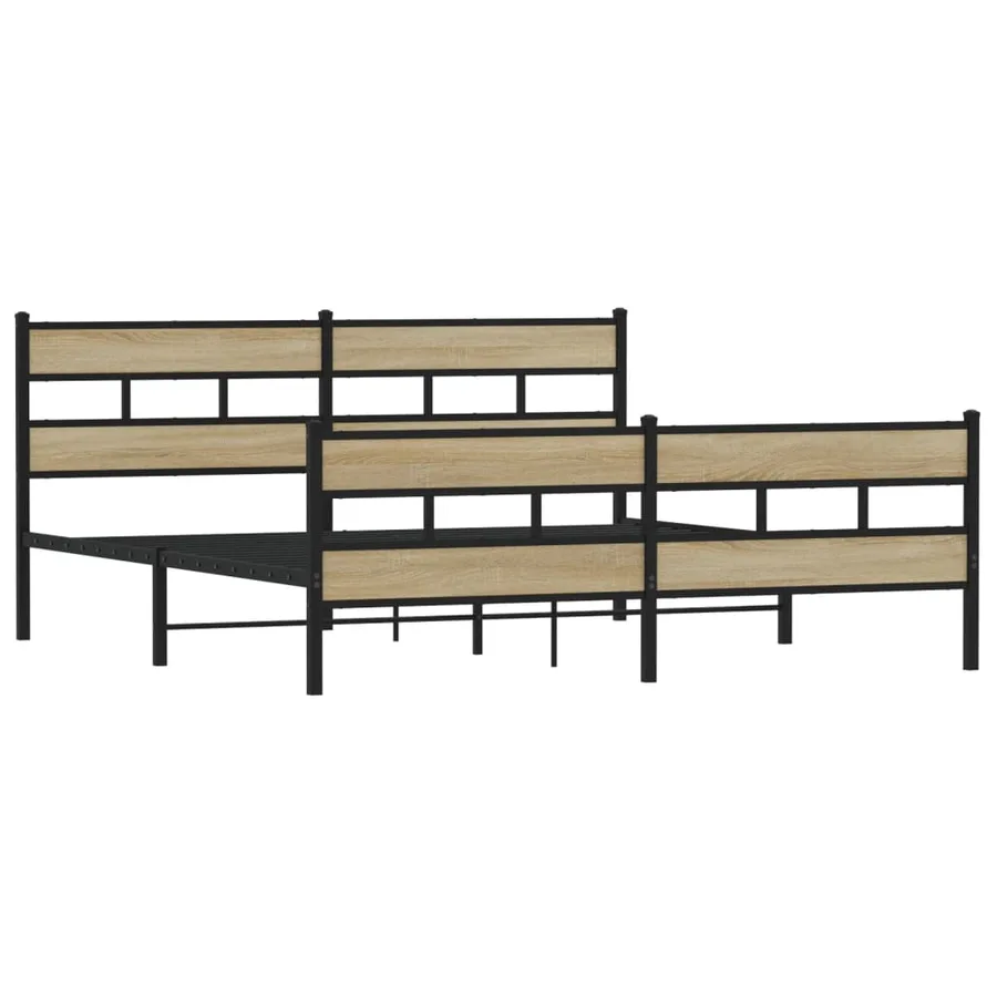 Cadre de lit en métal sans matelas chêne sonoma 193x203 cm - 3