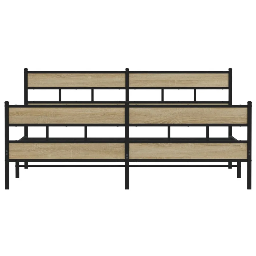 Cadre de lit en métal sans matelas chêne sonoma 193x203 cm - 4