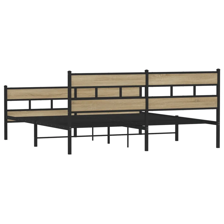 Cadre de lit en métal sans matelas chêne sonoma 193x203 cm - 6
