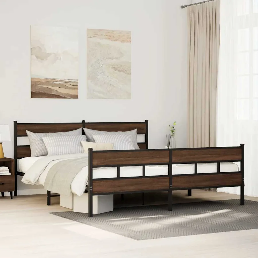 Cadre de lit en métal sans matelas chêne marron 200x200 cm