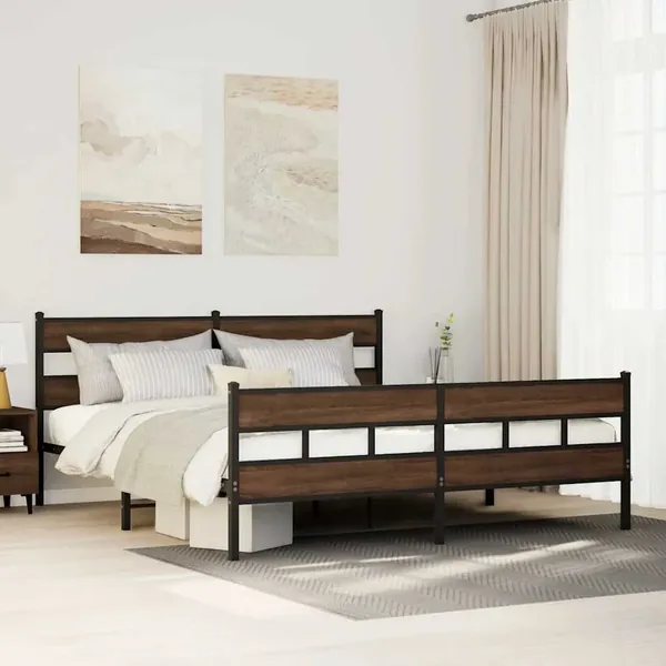 Cadre de lit en métal sans matelas chêne marron 200x200 cm