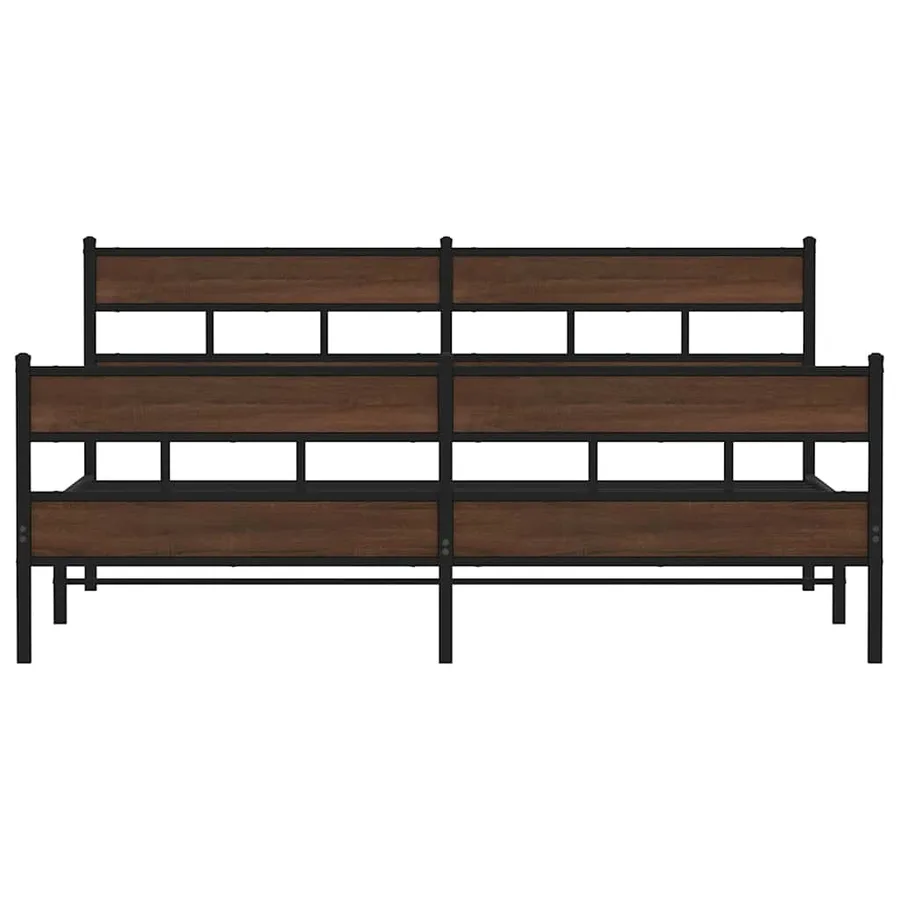 Cadre de lit en métal sans matelas chêne marron 200x200 cm - 4