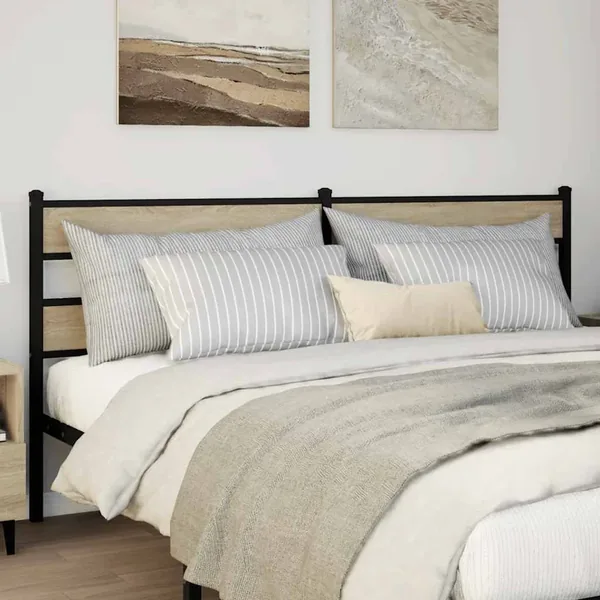 Tête de lit de remplacement chêne sonoma 193 cm fer et bois d’ingénierie