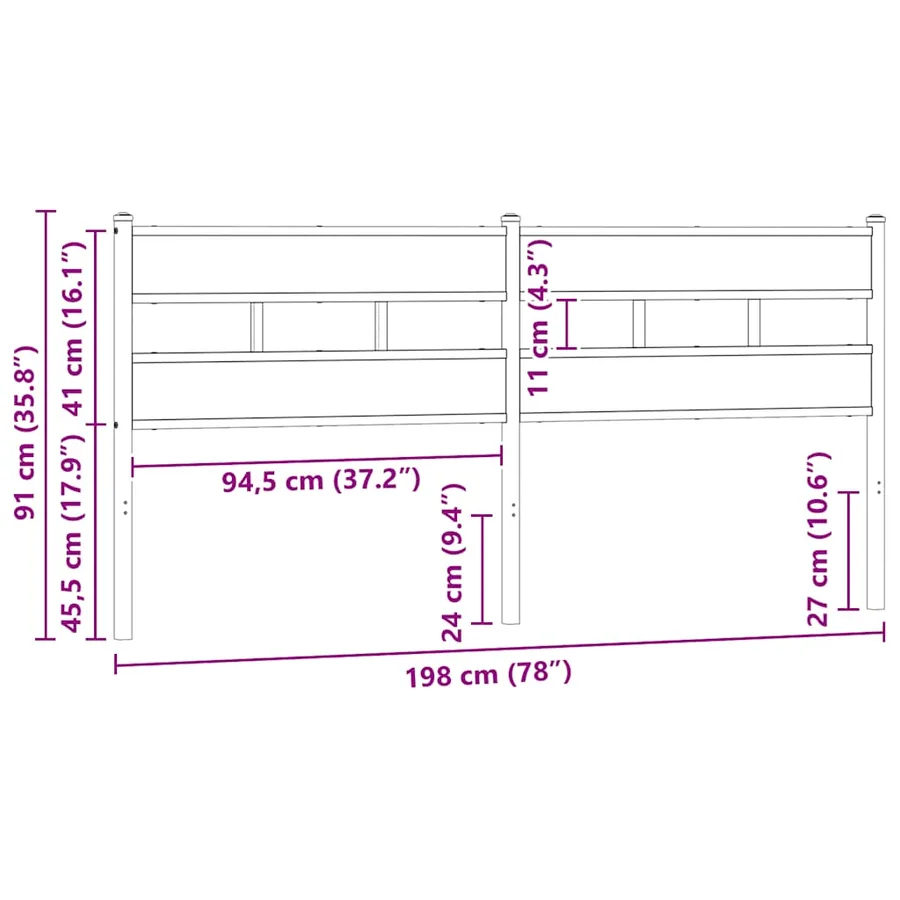 Tête de lit de remplacement chêne sonoma 193 cm fer et bois d’ingénierie - 6