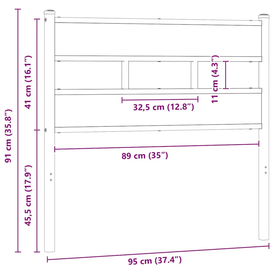 Tête de lit de remplacement chêne sonoma 90 cm fer et bois d’ingénierie - 6
