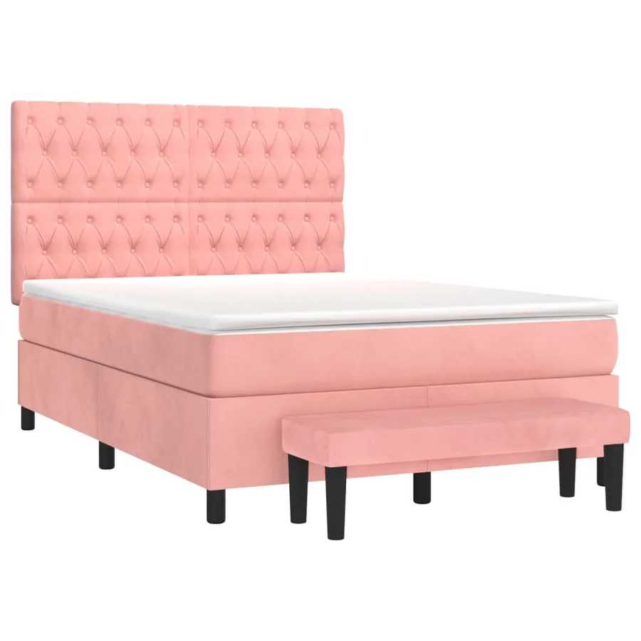 Sommier à lattes de lit avec matelas Rose 140x190 cm Velours - 3