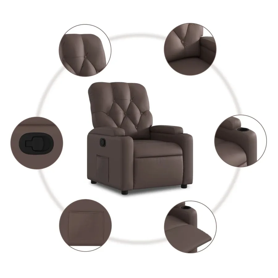 Fauteuil inclinable Marron Similicuir - 5