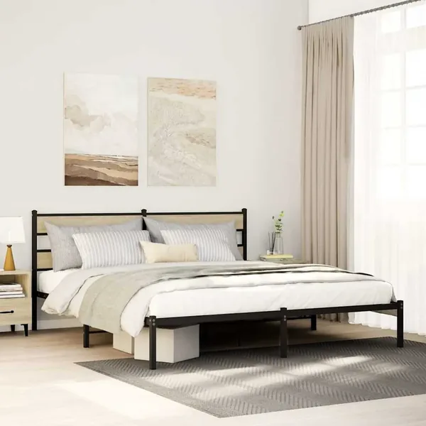 Cadre de lit en métal sans matelas chêne sonoma 183x213 cm