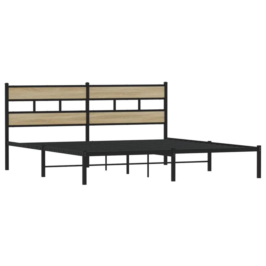 Cadre de lit en métal sans matelas chêne sonoma 183x213 cm - 3