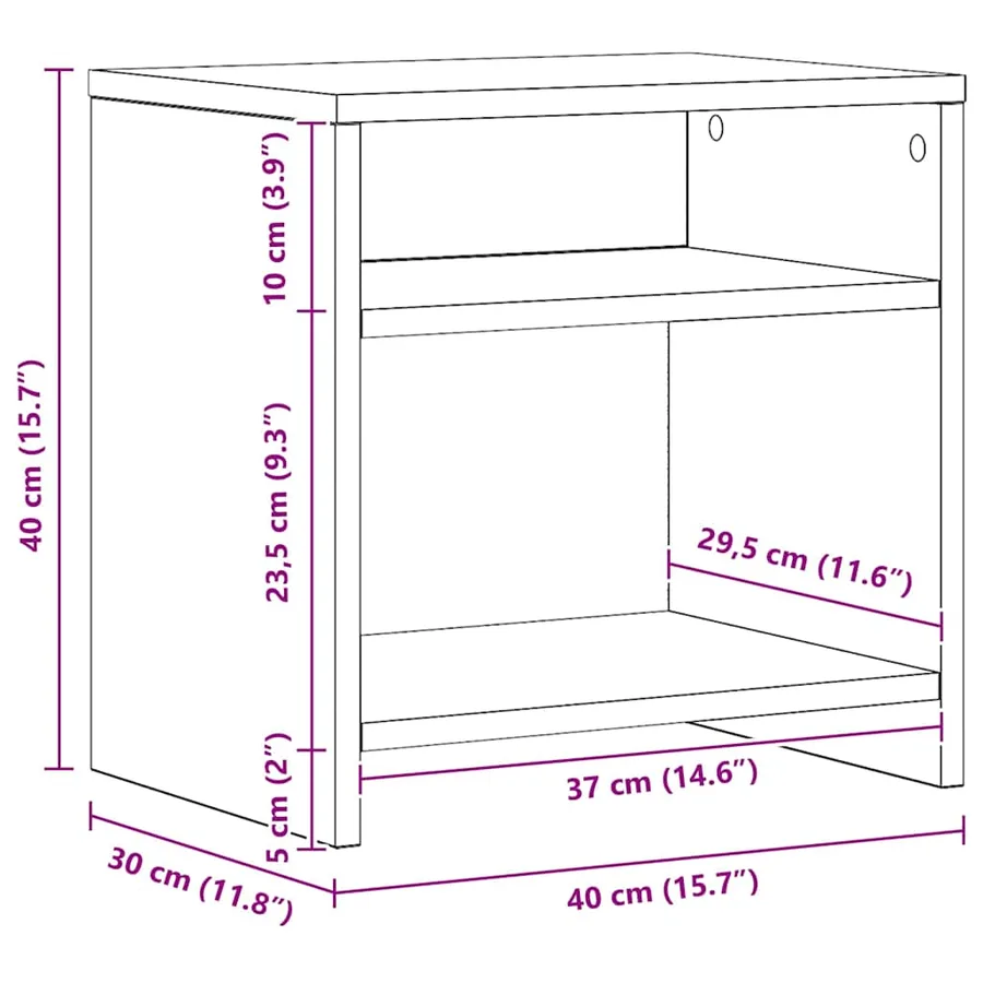 Table de chevet chêne artisanal 40x30x40 cm bois d'ingénierie - 10