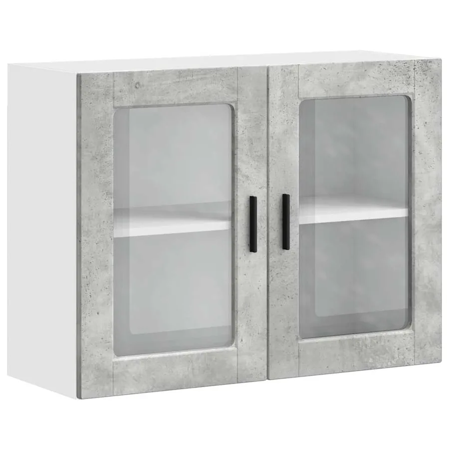 Armoire murale de cuisine avec porte en verre Porto gris béton - 2
