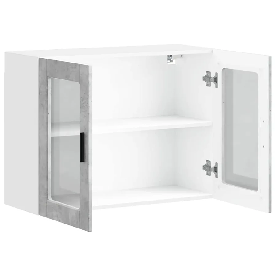 Armoire murale de cuisine avec porte en verre Porto gris béton - 6