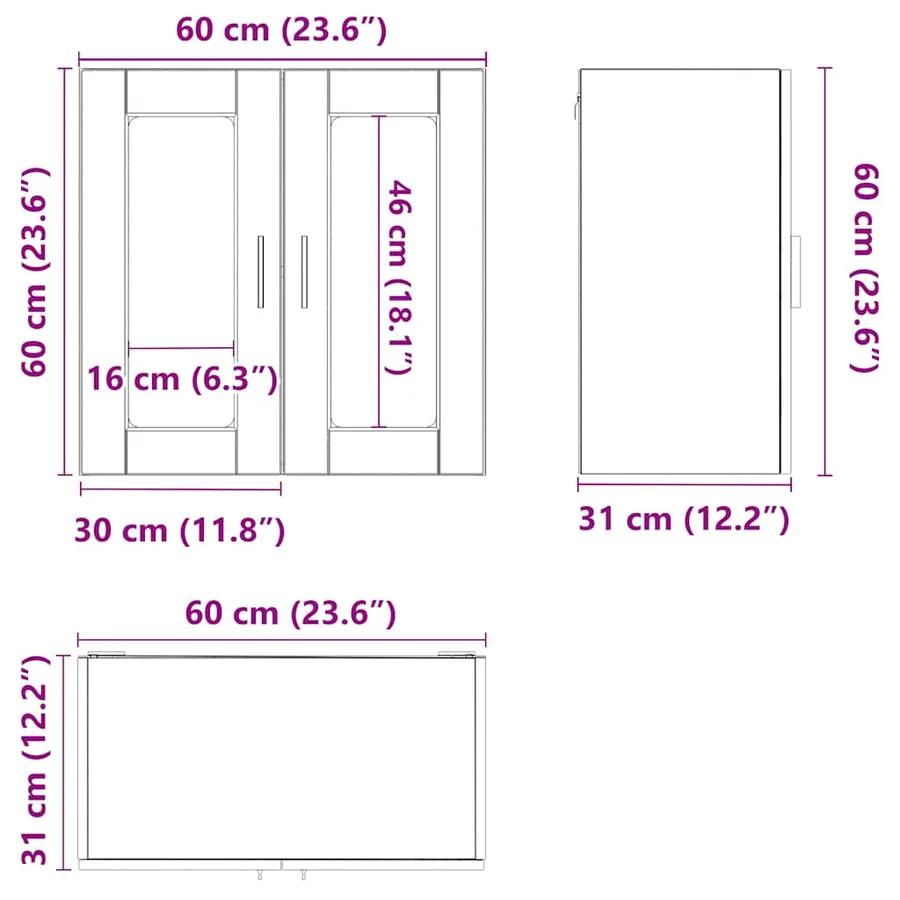 Armoire murale cuisine avec porte en verre Porto blanc brillant - 11