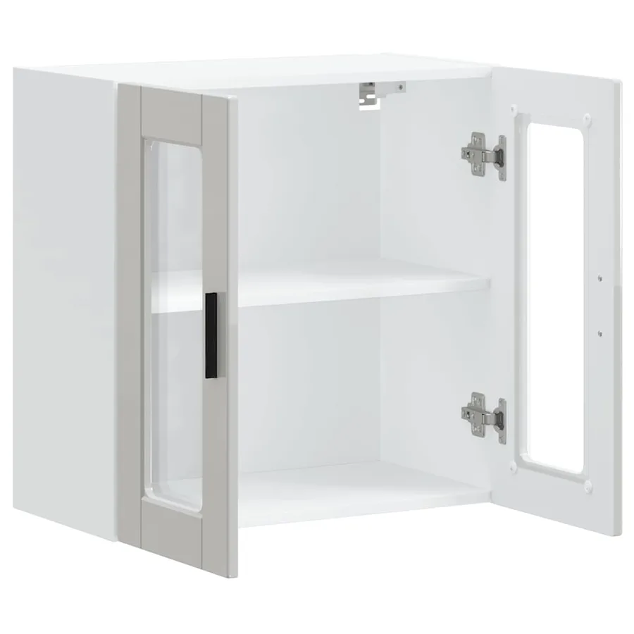 Armoire murale cuisine avec porte en verre Porto blanc brillant - 5