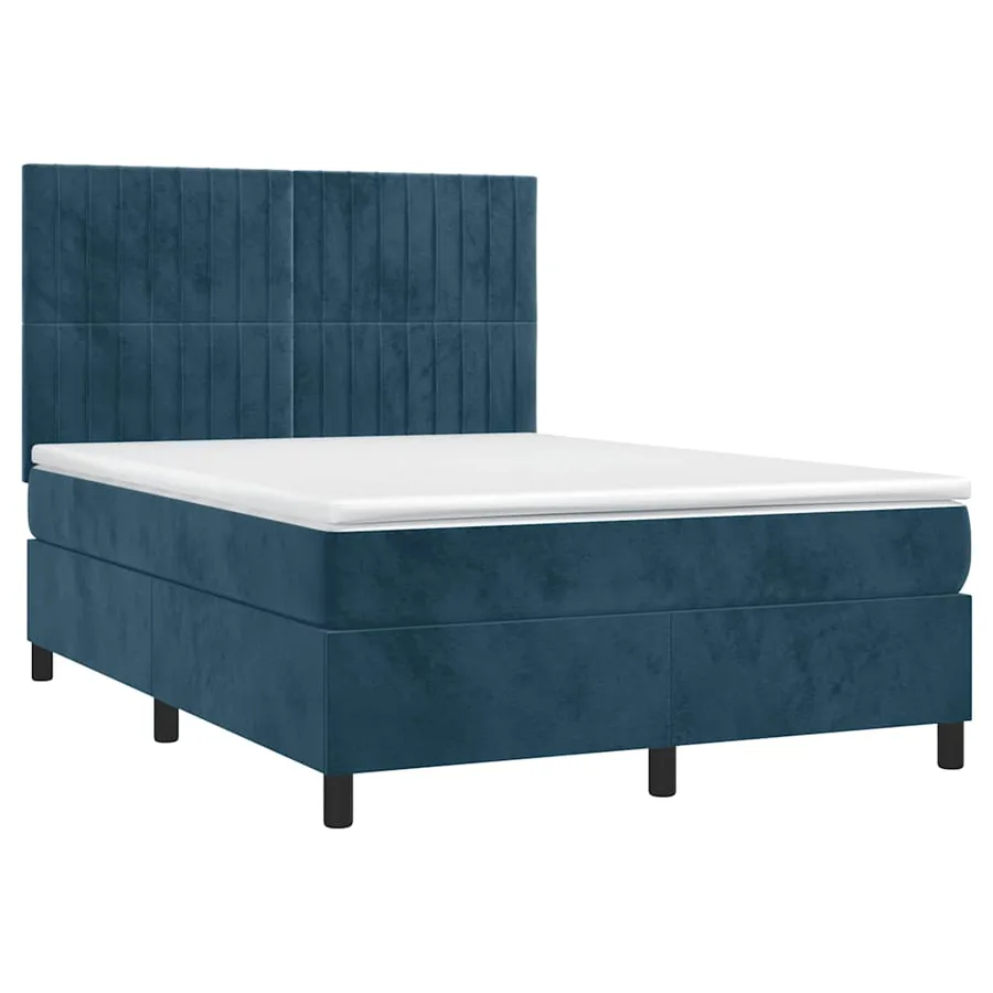 Sommier à lattes de lit avec matelas LED Bleu foncé 140x190 cm - 3