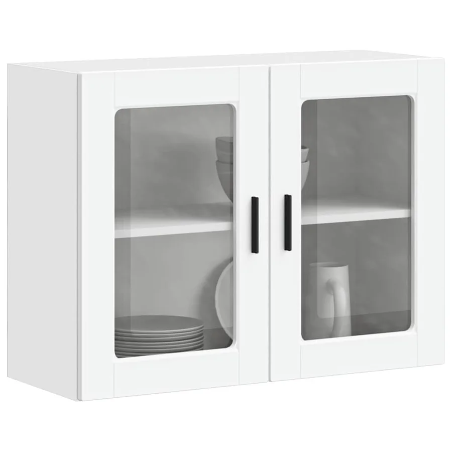 Armoire murale de cuisine avec porte en verre Porto blanc - 4