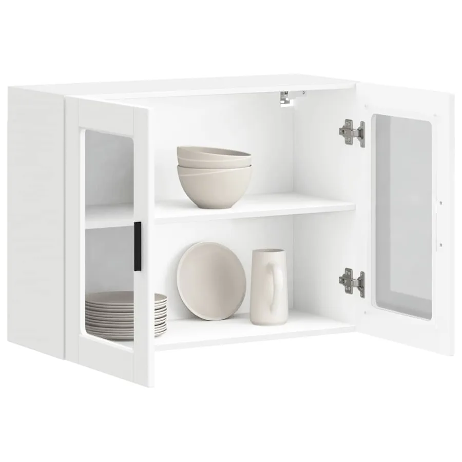 Armoire murale de cuisine avec porte en verre Porto blanc - 5
