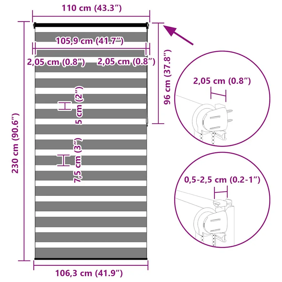 Store zèbre gris clair largeur du tissu 105,9 cm polyester - 16